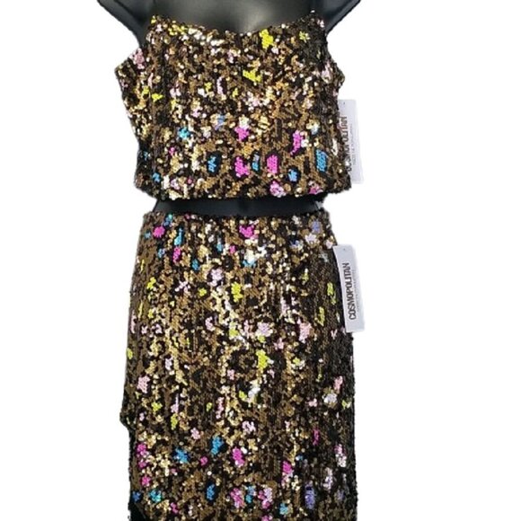 Cosmopolitan Sequin Crop Top Or Skirt Separates Dress the Population NWT - Picture 14 of 16